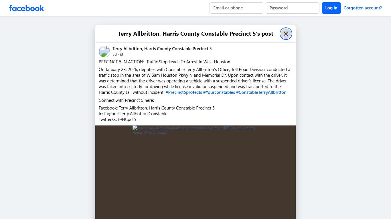 PREC... - Terry Allbritton, Harris County Constable Precinct 5 Facebook