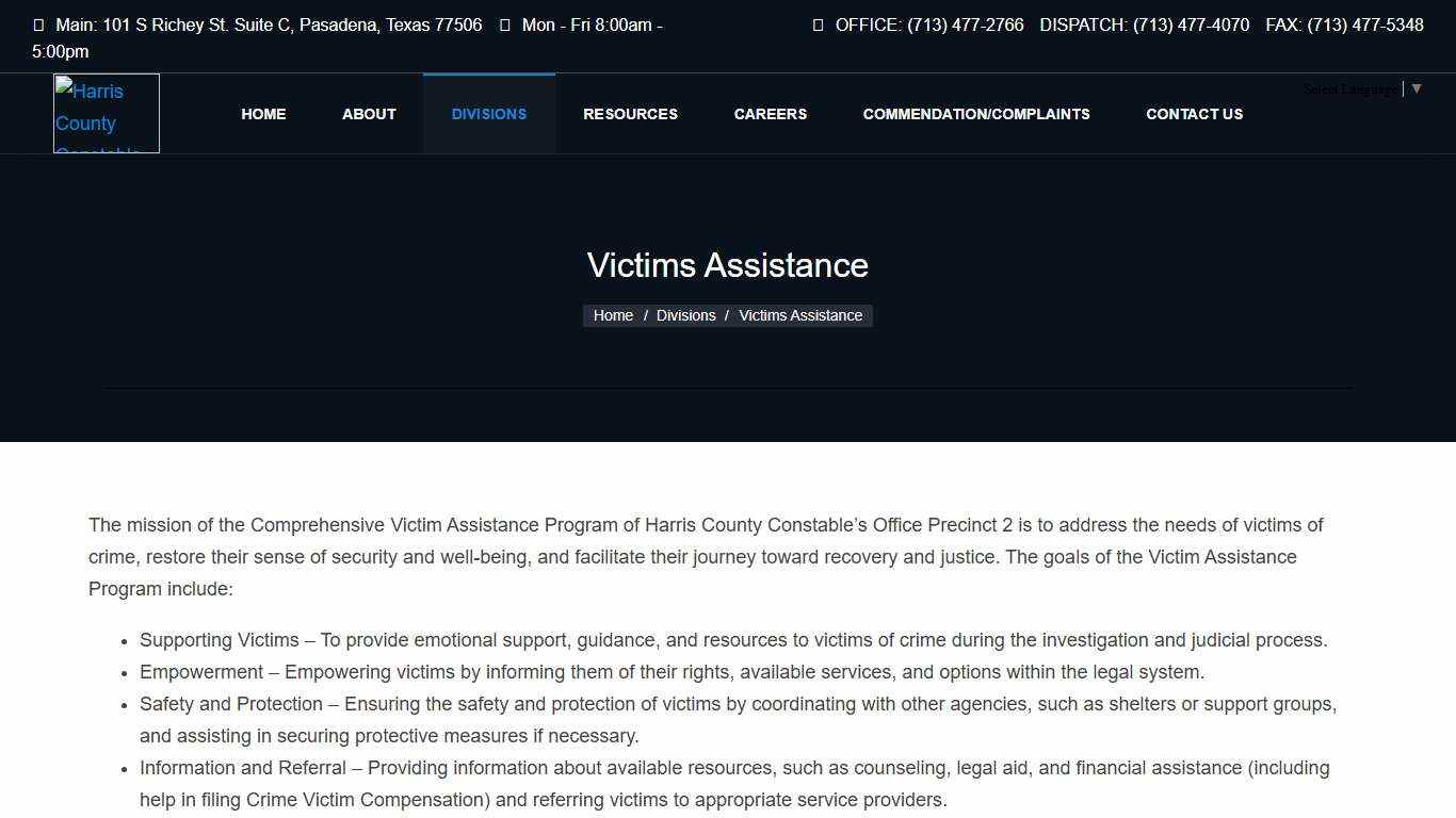 Harris County Constable Precinct 2 > Divisions > Victims Assistance